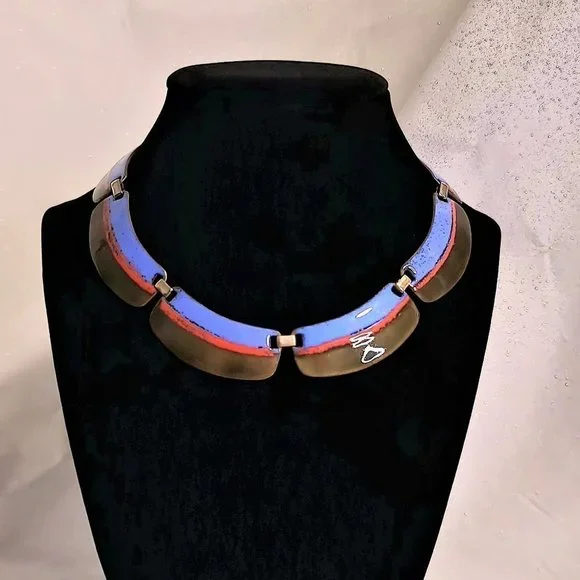 MCM KAY DENNING Enamel on Copper Necklace - Picture 5 of 9